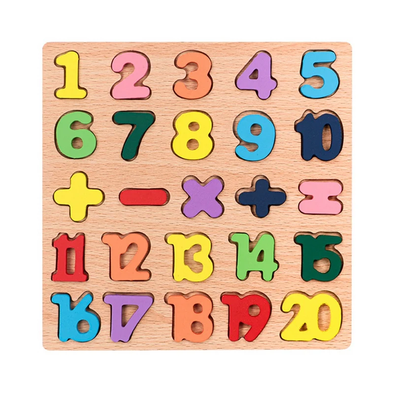 Wooden Puzzles For Children, Wooden Numbers, Letters, Geometric Figures, Building Blocks, Hand Grab Board Toys