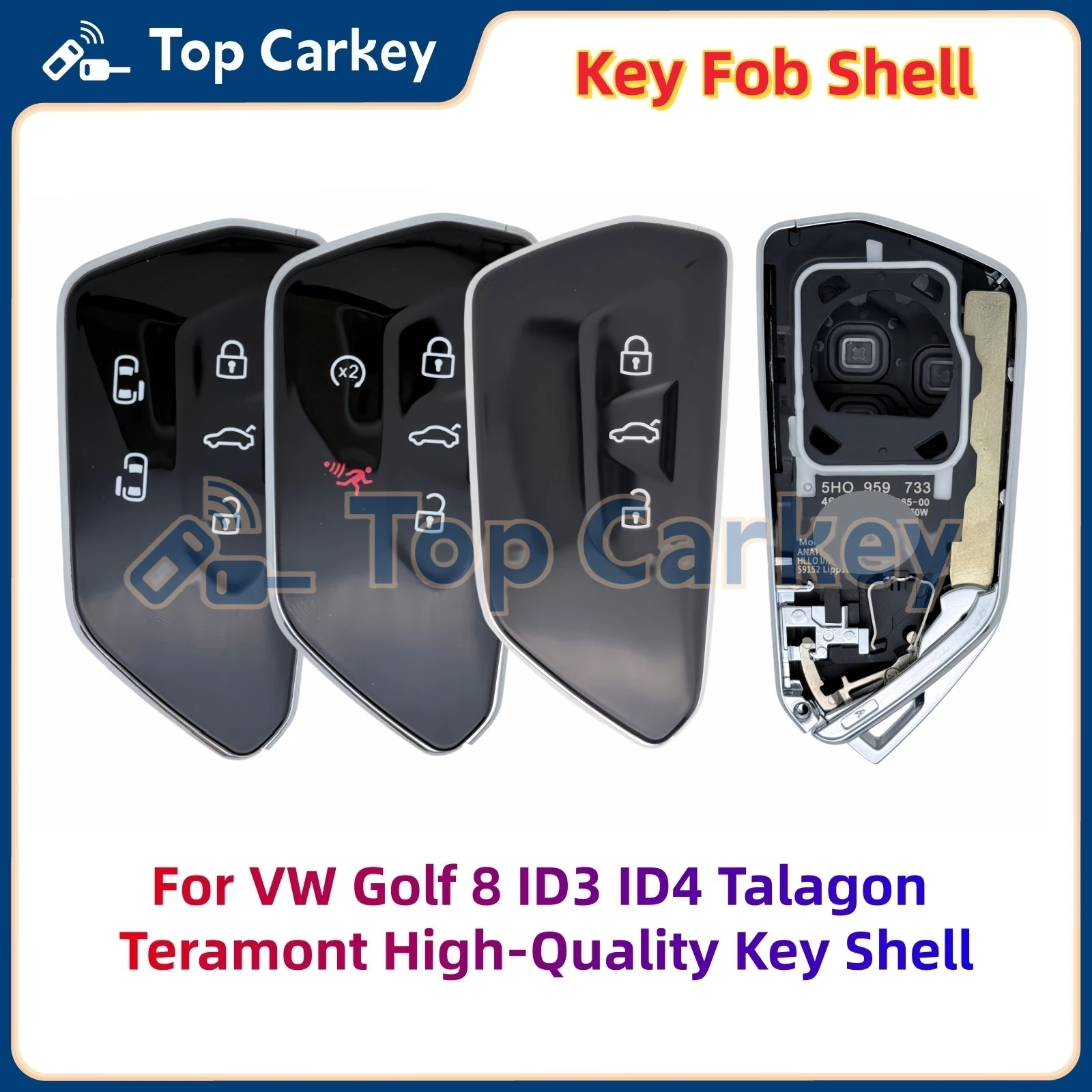 

TopCarkey Replacement Smart Key Case Fob for VW Golf 8 ID.3 ID.4 ID.6 Talagon Teramont Tiguan Viloran Magotan B9