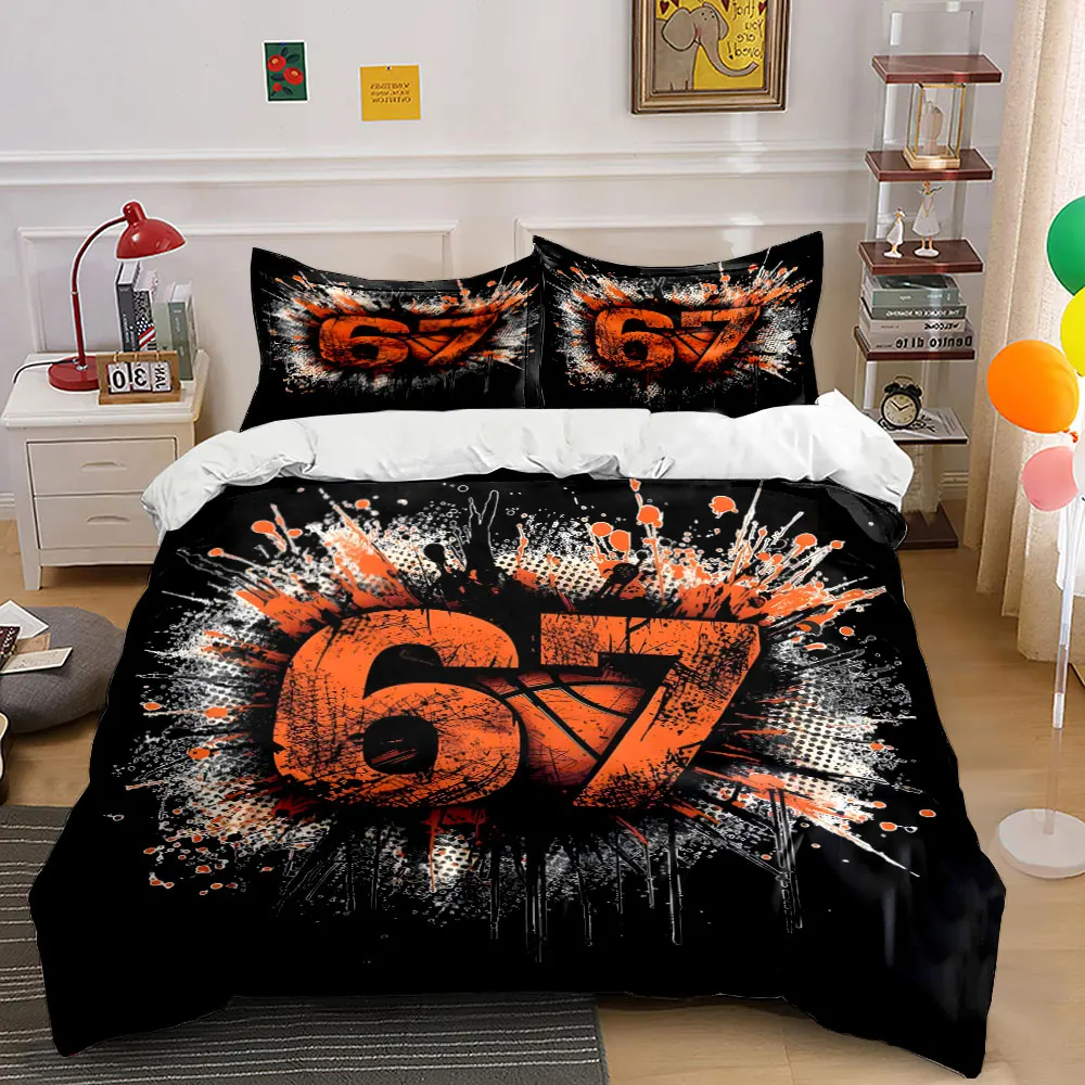 Number and Basketball Splash Art Print Bedding Set 1 Duvet Cover 2 Pillowcases for Adult and Children Luxury Gift Full Size