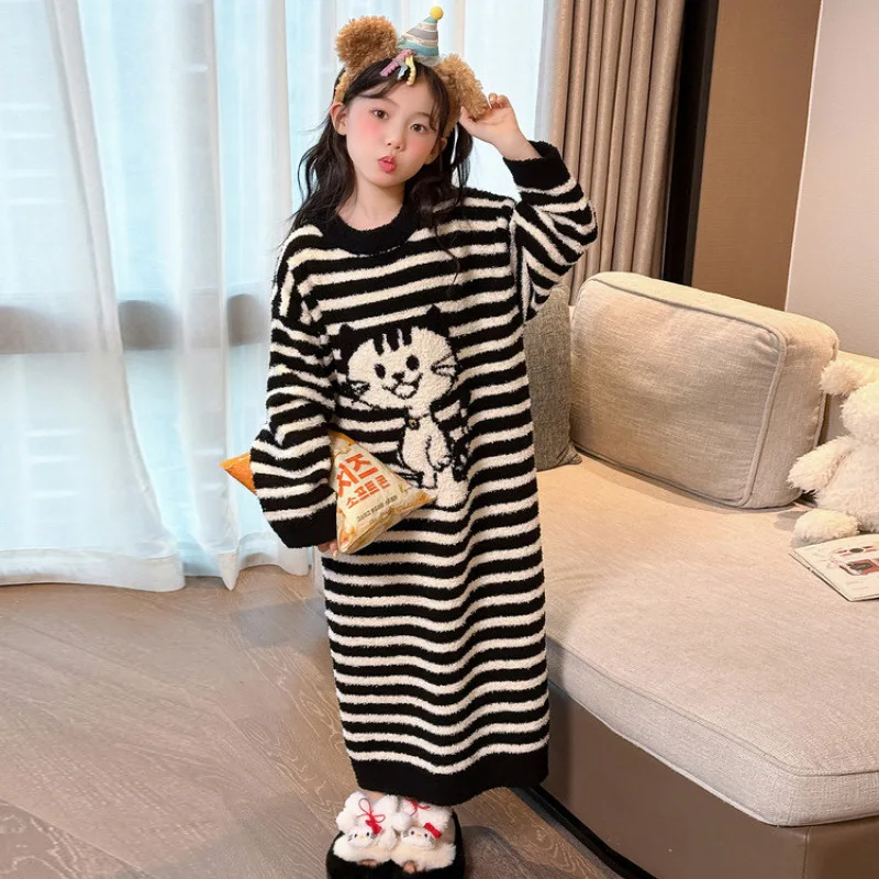 

Girls Pajamas 2025 New Children's Nightgown Children's Autumn and Winter Loungewear