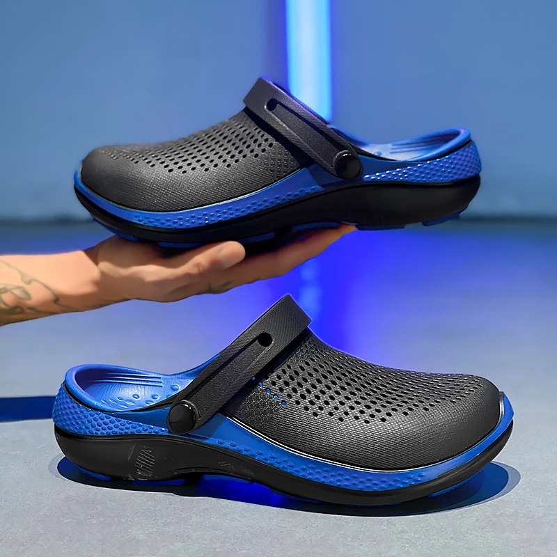 

Men's Trendy Summer Beach Sandals Hole Shoes Breathable Anti Slip Thick Sole Garden Shoes Comfortable Polyurethane Inner Soles