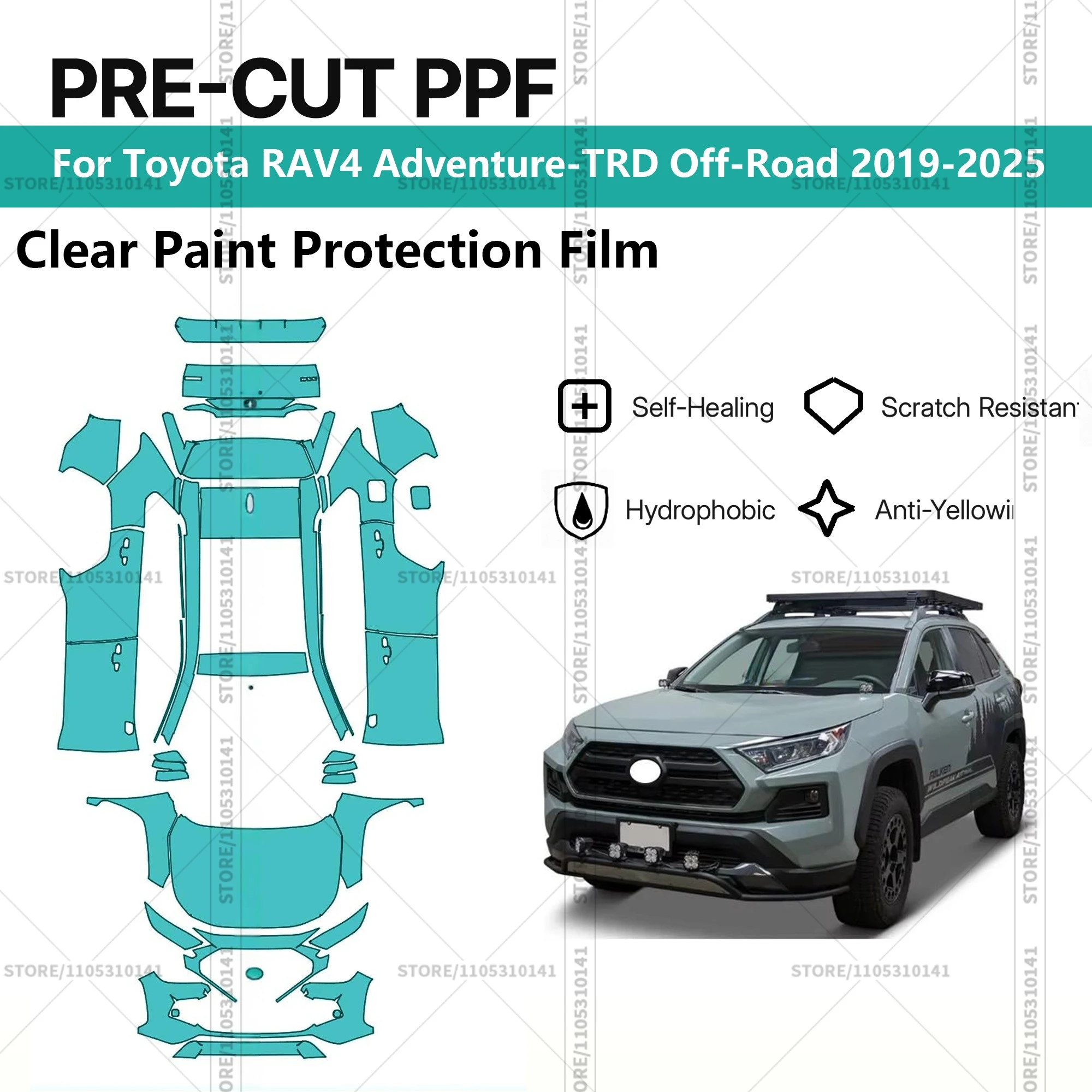 Pre-Cut Paint Protection Film PPF Transparent Car Film Automotive PPF For Toyota RAV4 Adventure-TRD Off-Road 2019-2025