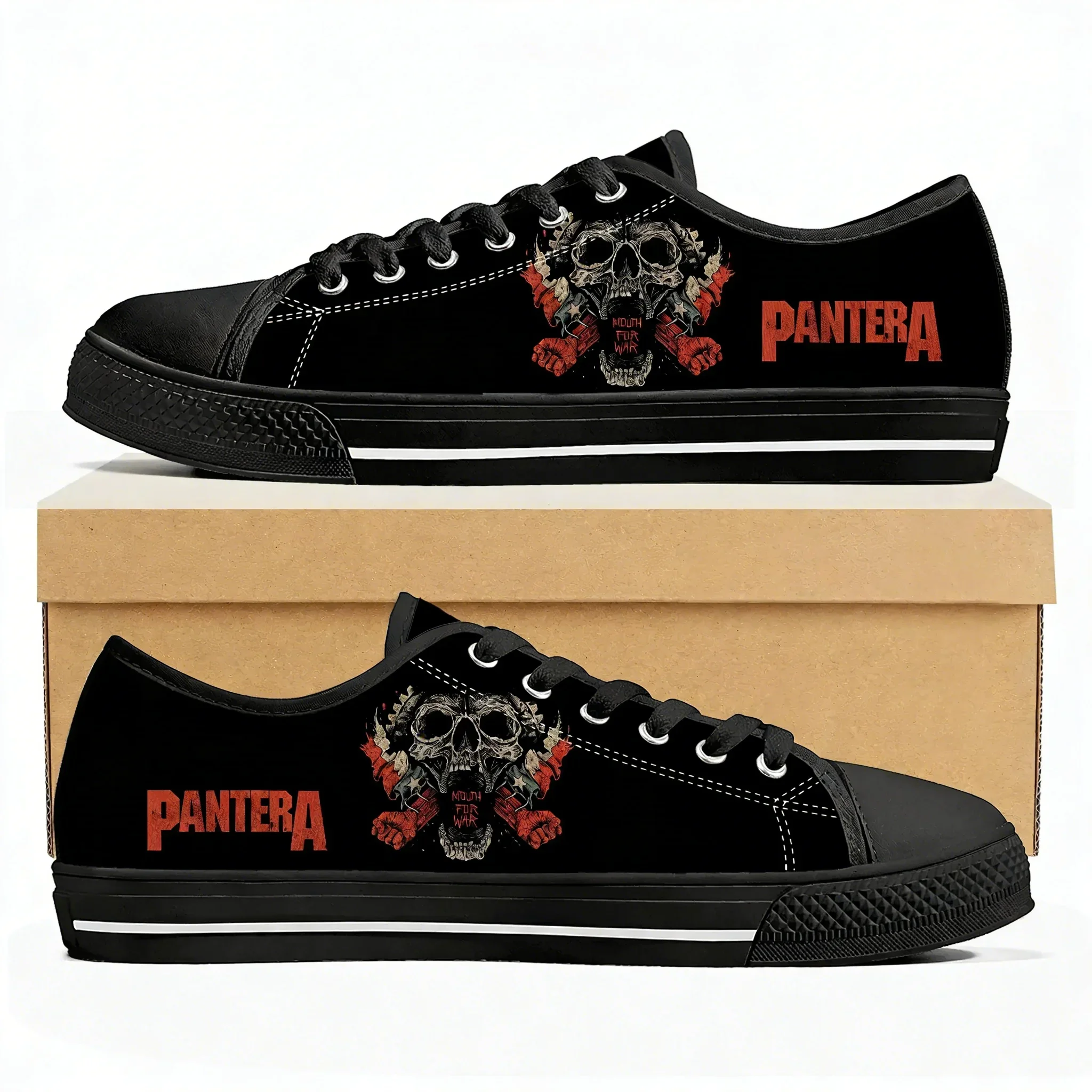 Pantera Metal Band Pop Low Top High Quality Sneakers Mens Women Teenager Canvas Sneaker Casual Couple Shoes Custom Shoes view 4
