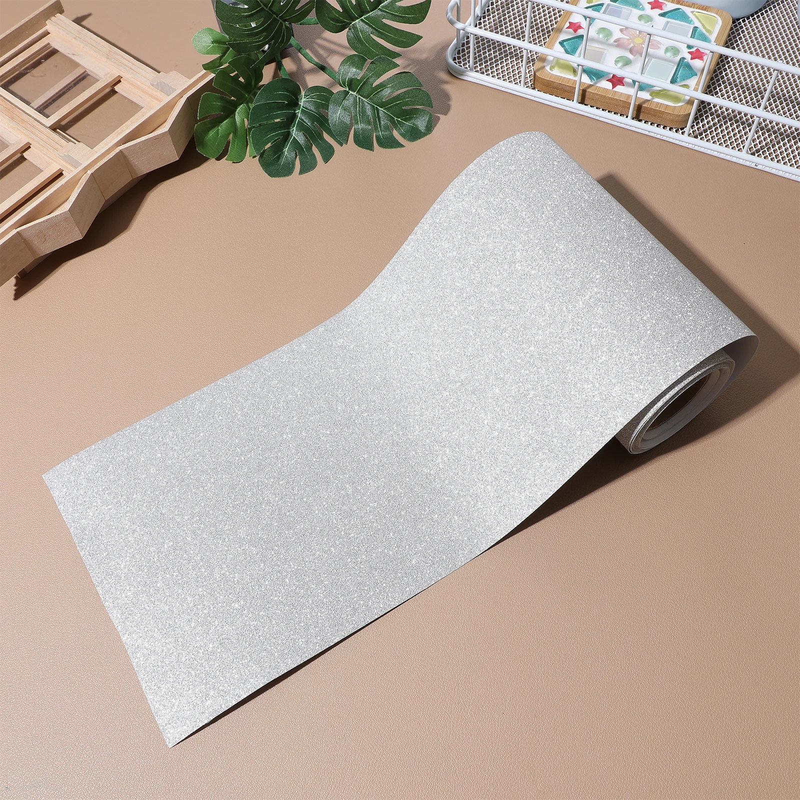 

1 Roll Glitter Wallpaper Border Sticker Large Size Peel Stick Trim For Wall Home Decor Bathroom Frame Borders Decorative Roll