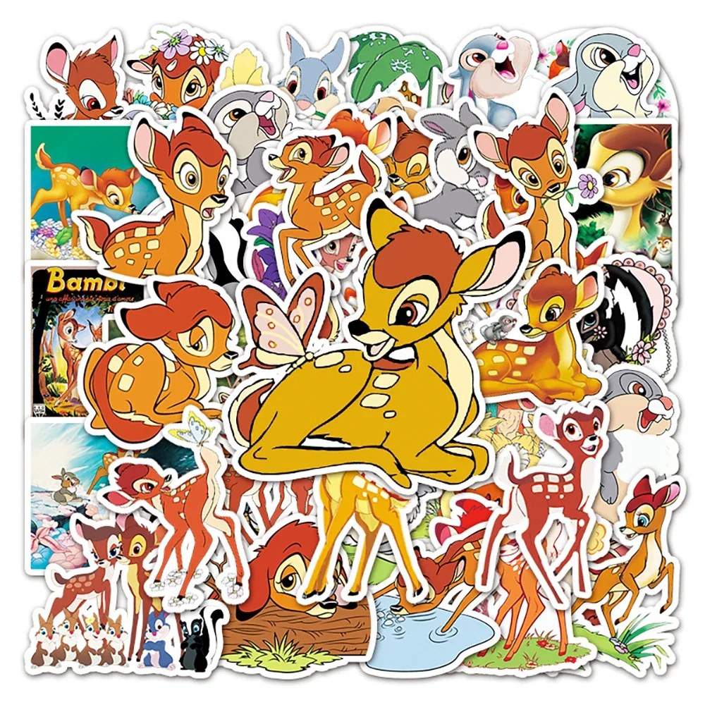 50PCS Disney Bambi Cartoon Aufkleber Graffiti Nette Deer Aufkleber Laptop Telefon Skateboard Gitarre Sammelalbum Auto Aufkleber Kind Spielzeug