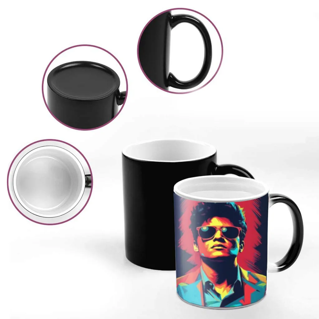 Singer B-Bruno Mars Anime Creativity Change Color Chang mug Ceramic mug Hot Coffee Cup Breakfast Cup mug Friend Gift