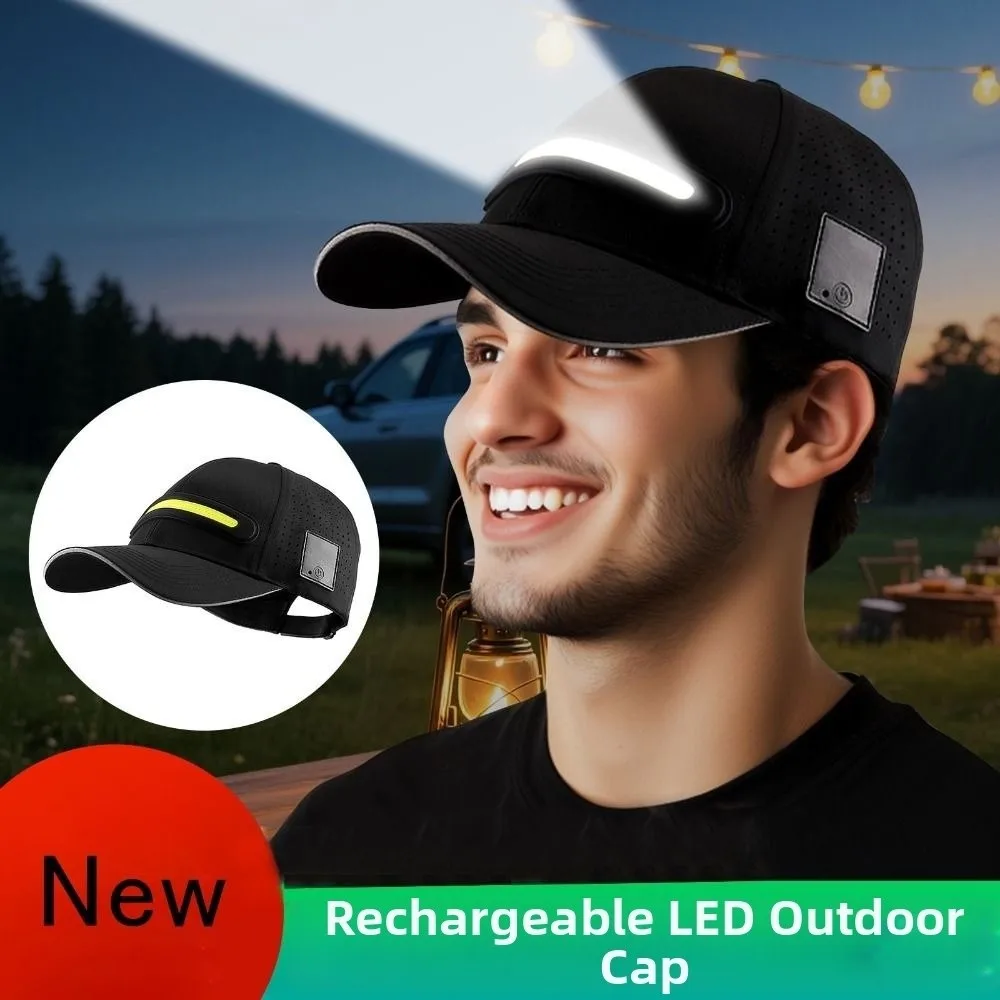 New Design Rechargeable Baseball Cap Light Breathable 3 Kinds of Brightness Baseball Cap Lightweight Sports Hat