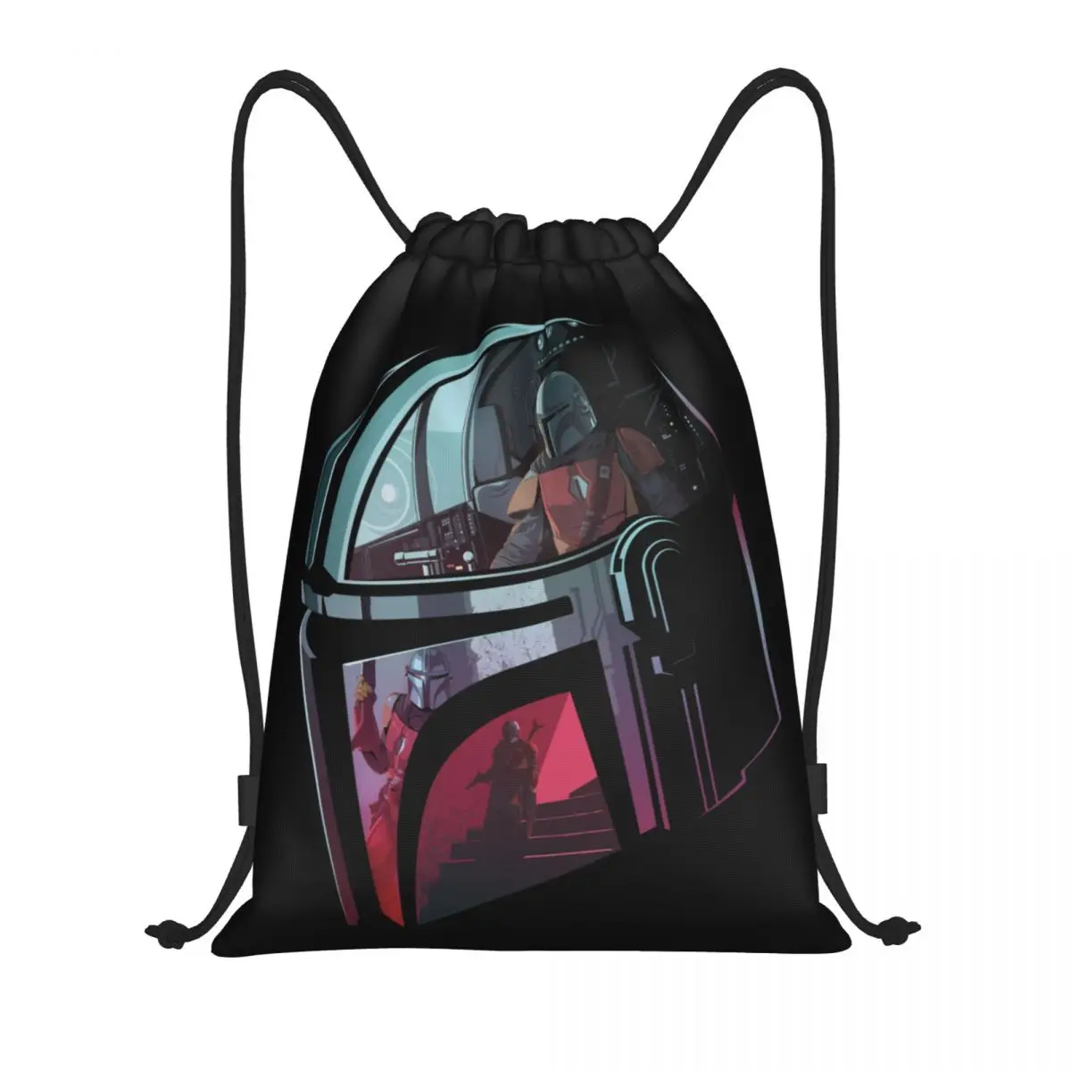 Mochila con cordón personalizada para hombre y mujer, saco deportivo para gimnasio, plegable, mandalorianos, reflectante para casco, bolsa de compras