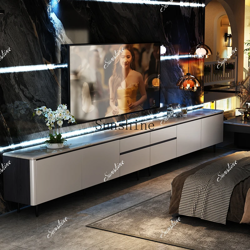 Light luxury natural luxury stone coffee table TV cabinet villa luxury house design home high-end living room Italian style  FT