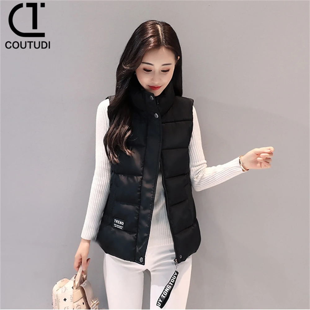 COUTUDI Plus Size Fashion Dopamine Colorful Women Sleeveless Puffer Vest Duck Down Women\'s Ultra Light Down Vest Female Outwear