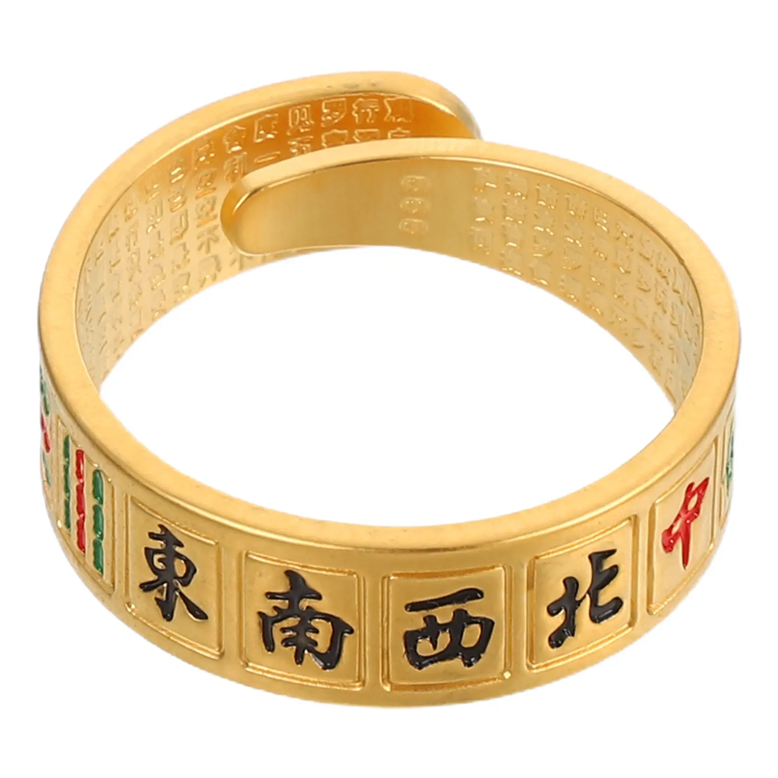 Thirteen Yao Mahjong Inspired Ring Women Sand Gold Finish Bold Statement Ring Symbol of Wealth Luck Feng Shui Jewelry Vintage