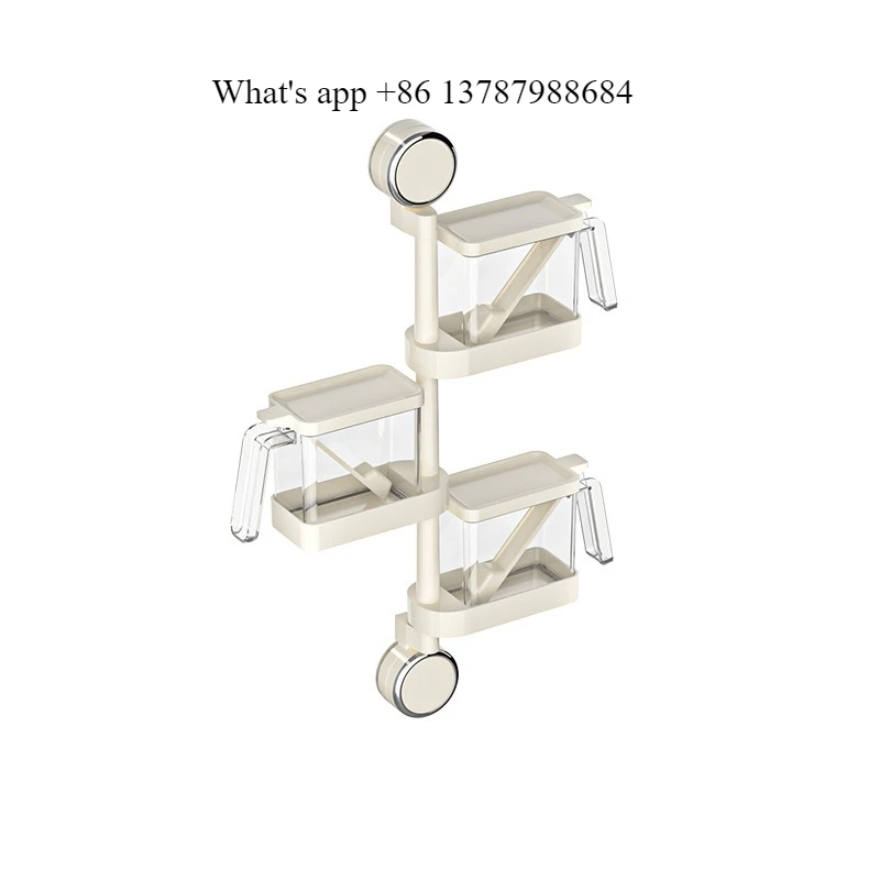 Suction Cup Seasoning Box, Non-punching Kitchen Wall-mounted Salt Tank Seasoning, Storage Box Seasoning Bottle Rack