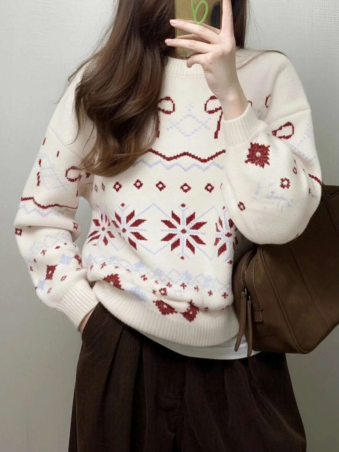 Thi Strickpullover Damen Cisas Winter Faion Long Sve Crew Ne Warm Woolen Top Fair Isle Sle Medium Softn