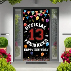 13th birthday door background banner, 13th birthday decoration for boys and girls, black and white 13th birthday party