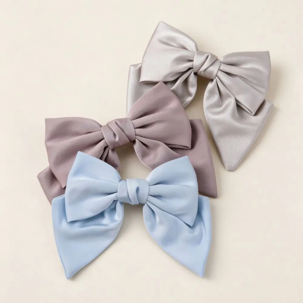 Daily Wear Korean Style Bowknot Hair Clip Satin Spring Clip Back of Head Clip Cute Elegant Hair Accessory Girls