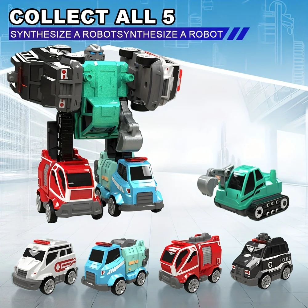 

Игрушки для малышей от 2 до 4 лет, игрушки-трансформеры, 5в1, строительные игрушки из сплава, детские игрушки-роботы, машинки с откатным механизмом для мальчиков и девочек, подарок