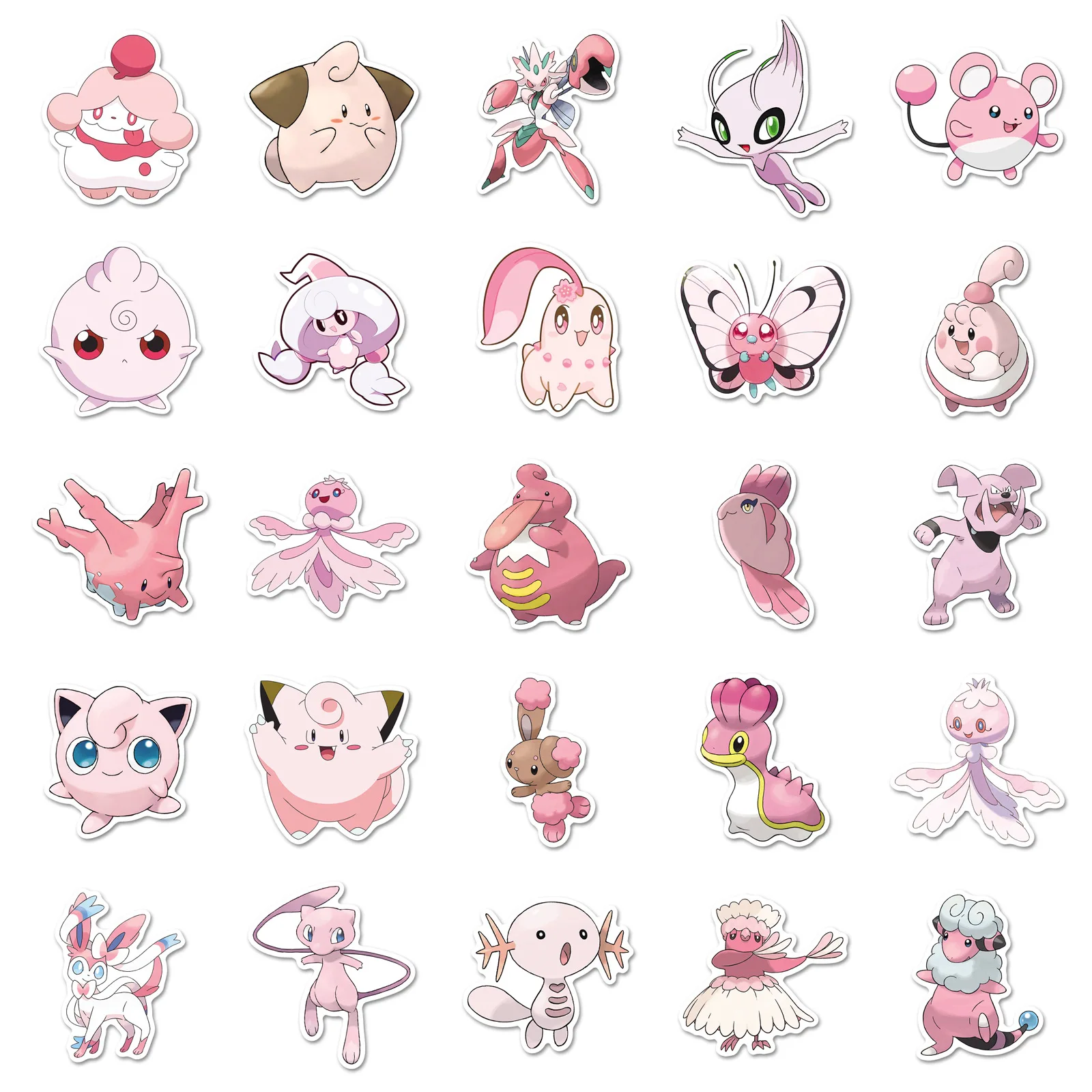 10/50PCS Cute Pink Pokemon Anime Graffiti Stickers Hot Animation Cartoon Decal Notebook Phone Guitar Skateboard Helmet Kid Toys