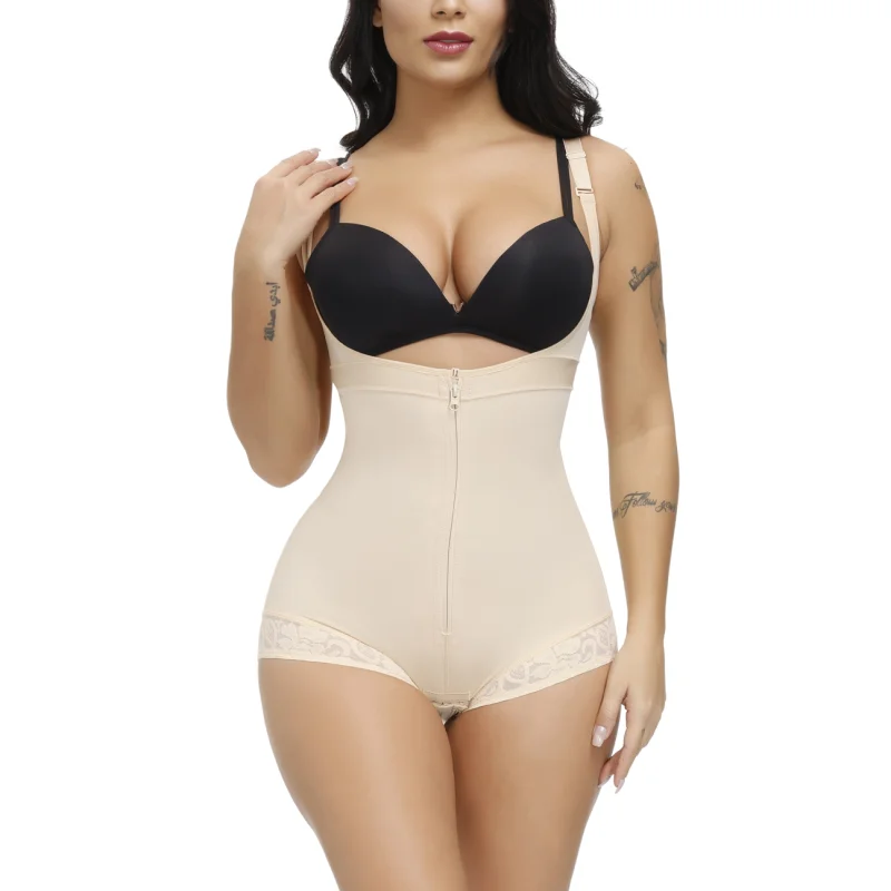 Fajas Abdominal control Compression Waist Trainer Shapewear Open Bust Sexy Lace Butt Lifter Flat Belly Bodysuit