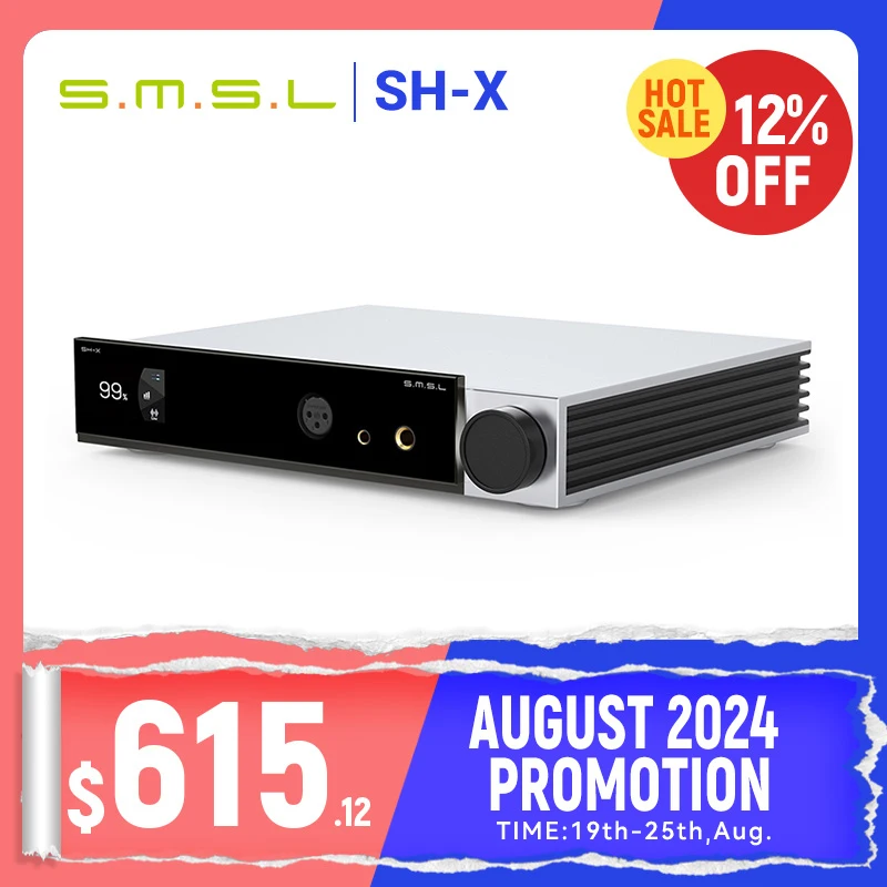 

SMSL SH-X Headphone Amplifier High Output Power Three Gain Adjustment Preamplifier Output 6.35mm/4.4mm Port