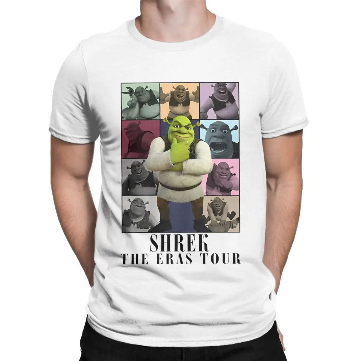 Men Shrek The Eras Tour Funny T Shirt Pure Cotton Clothing Awesome Short Sleeve O Neck Tees Plus Size T-Shirts