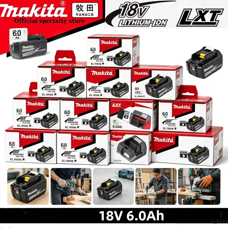 Batteria di ricambio al litio 18V 6.0Ah BL1860B, batteria ricaricabile LXT compatibile con trapano, smerigliatrice, sega e avvitatore a impulsi Makita 18V
