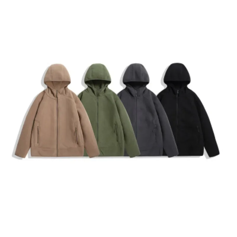 

2023 Autumn/Winter New Large Sweater Men's Thickened Hooded Sweater Coat Solid Hoodie Jacket