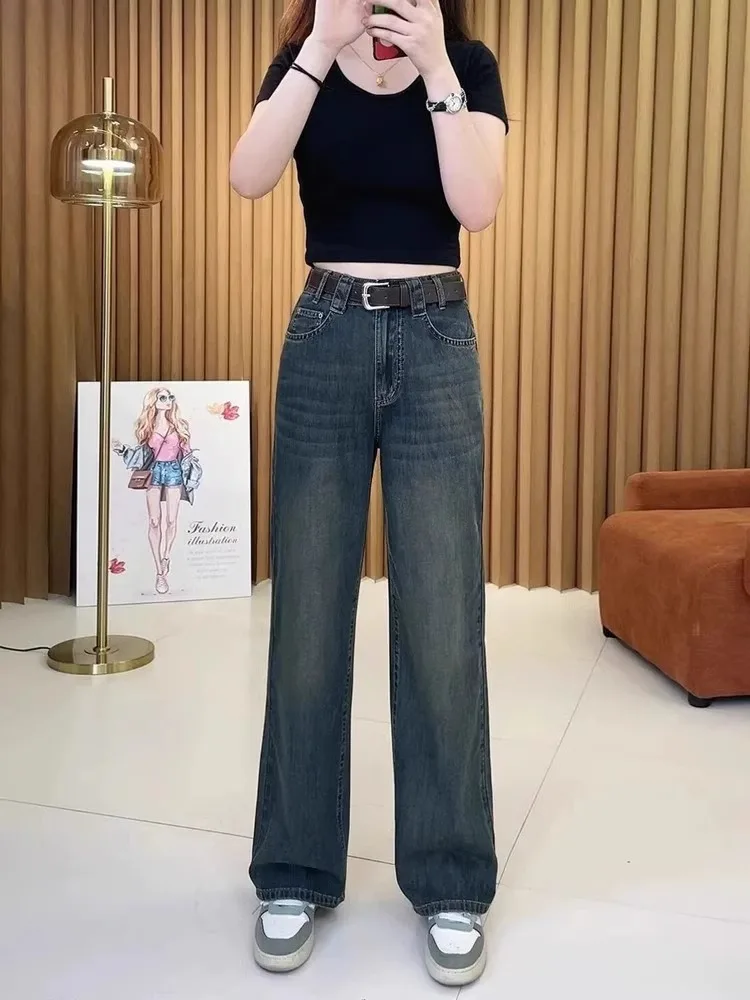 

Широкие джинсы Уличная одежда Женская одежда Шаровары до щиколотки Закругленные крапчатые фиолетовые лавандовые цвета Четыре сезона Утилита Дизайн