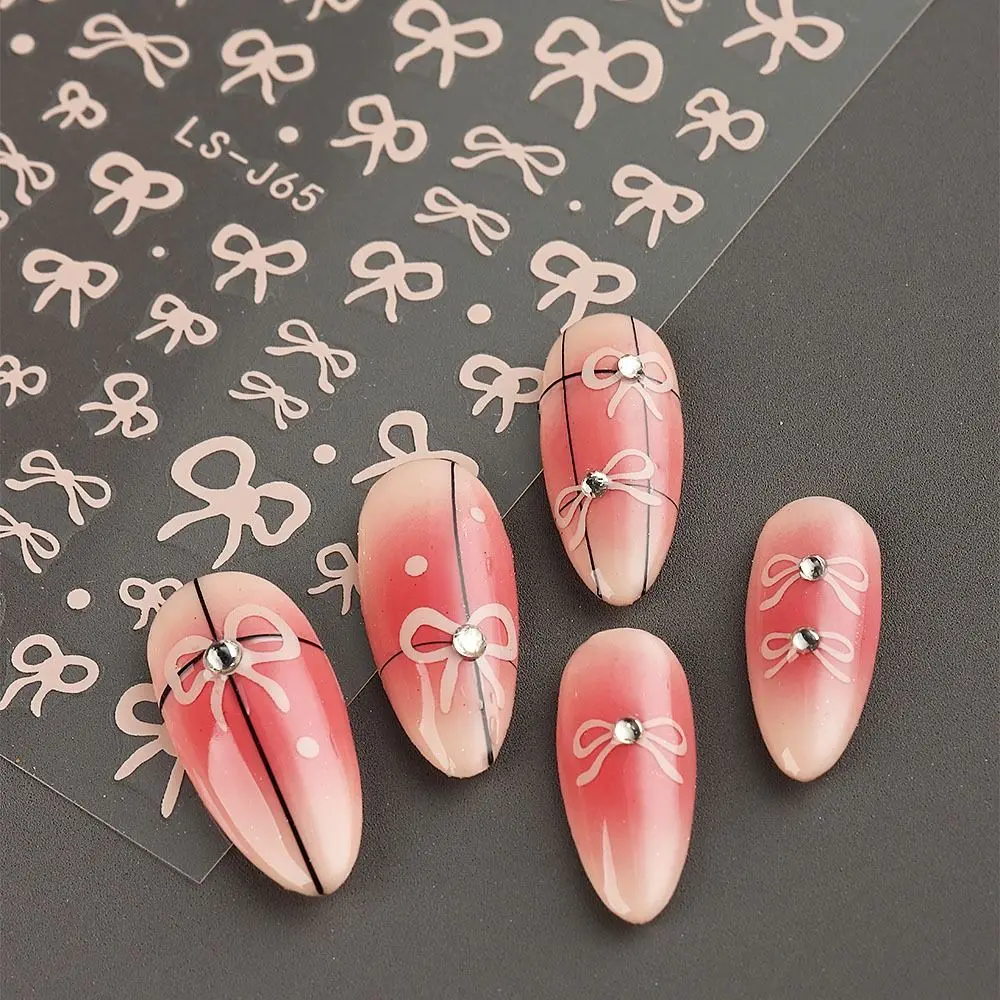 Nail Accessories 3D Nail Ribbons Sticker Gold Silver Bows Siders Decals Bowknot Nail Decals Cute Nail Charms Y2K Nail Design DIY