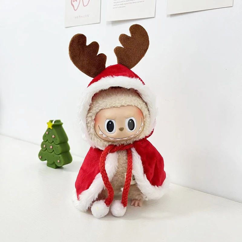 Red Horned Elk Jumpsuit Mini Plush Doll'S Clothes Outfit Accessories Only Clothes For Labubu Doll Clothing New Year Gift