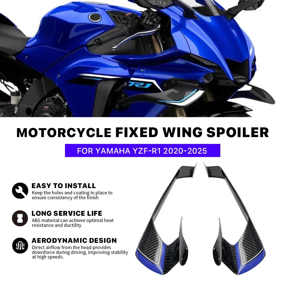 

Новый 100% углеродное волокно Bull R1, обтекатель с фиксированным крылом для Yamaha YZF R1 R1M 2020-2025, спойлер, крылышко, аксессуары для мотоциклов