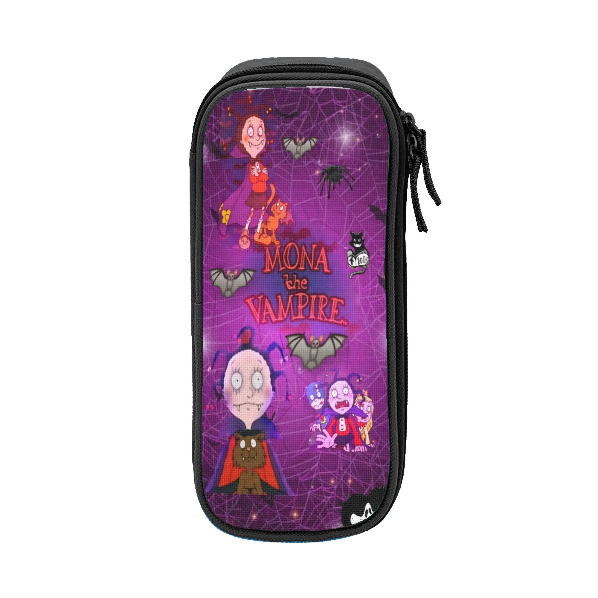 Large-capacity Pencil Case Mona The Vampire Anime Merch  Double Layer Pencil Case Stationery Women Make Up Bag Perfect Gifts
