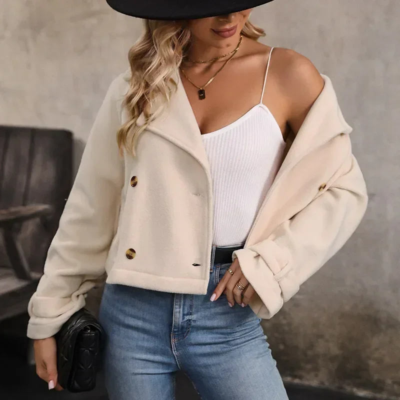 

Europe, America 2024 autumn and winter new jacket cardigan women's button-down lapel fleece short coat