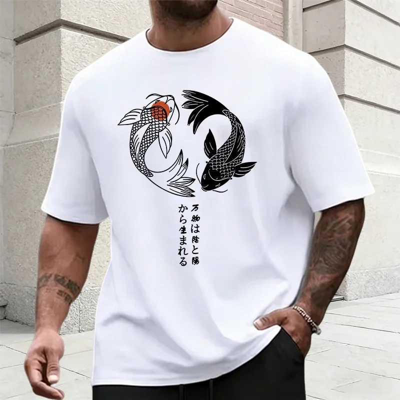 Japanese Yinyang Pattern Men's Tracksuit Cotton T-shirt and Sports Shorts Summer Urban Casual Fashion Short Sleeve Outfits S-3XL view 5