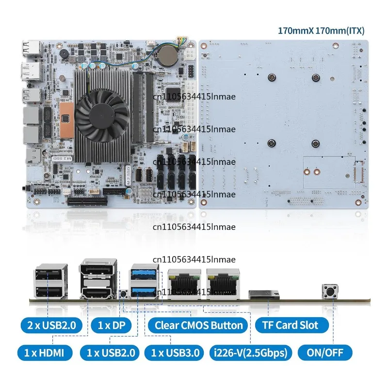 Mini Itx Pc Mainboard White M11, X Nvme Pcie3.0 , Dual 2.5gbe I226v Lan,Nas Motherboard 8 Bay Core I5 8265u 4c/8t view 4