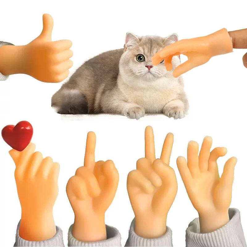 Rubber Simulation Small Hand Prank Toys Teasing Cat Massaging Finger Model Funny Gesture Decompression Pet Interactive Toy