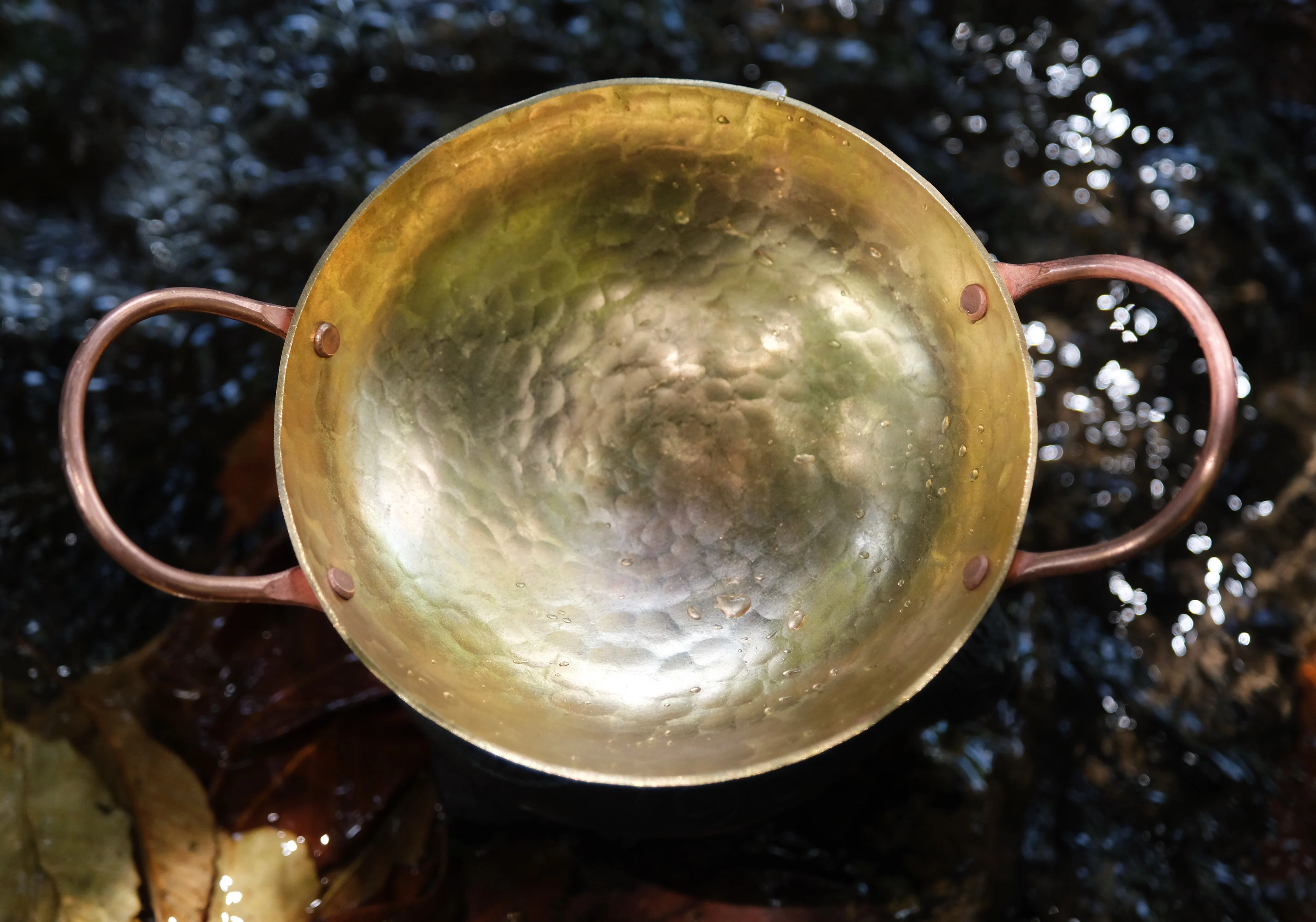 

Handmade Mini Brass Frying Pan Japanese Style Red Copper Hammer Pattern Small Size Wok Tea Cute Retro
