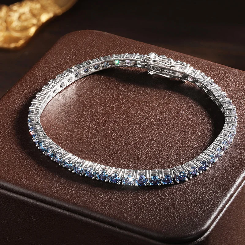 D Color VVS1 Moissanite Bangle GRA Certified Pass Diamond Tester S925 Sterling Silver Dainty Elegant Fine Jewelry 17-18cm Wrist Stackable Wedding Gift For Women Daily Party