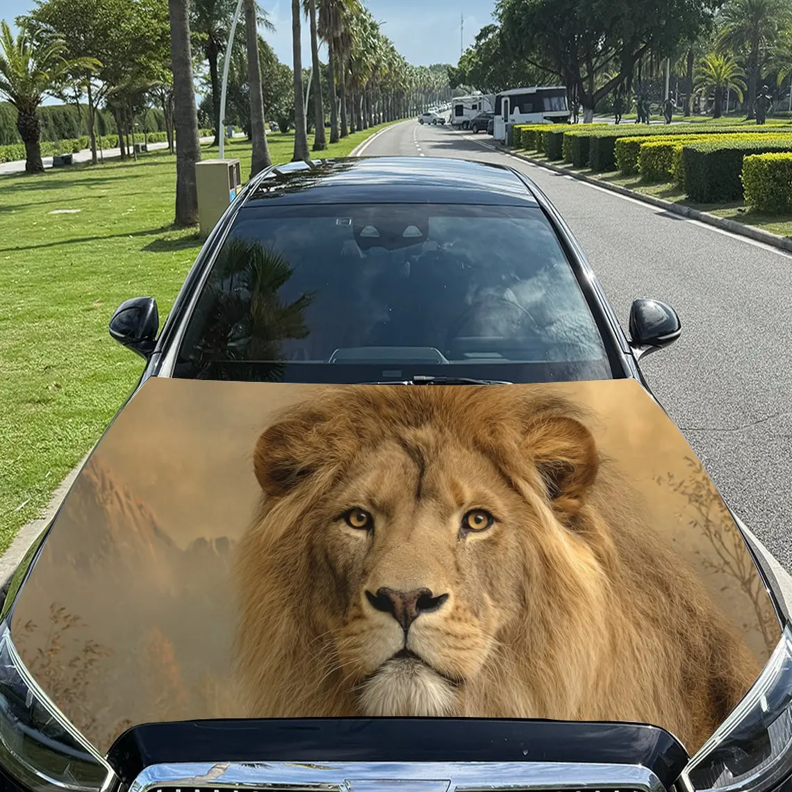 

Stunning Lion PVC Car Engine Hood Vinyl Wraps, Self-Adhesive Waterproof Car Hood Decal Sticker, Car Decoration Protection Sticke