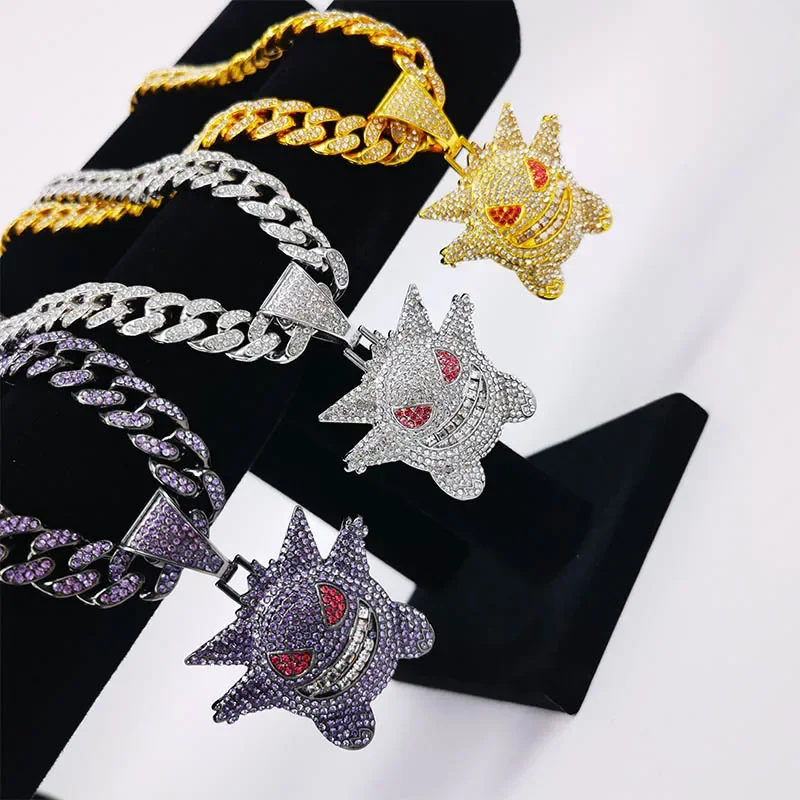 Hewan peliharaan Geng Elf kalung Anime berlian Monster liontin Fashion rantai Kuba pria hadiah liburan