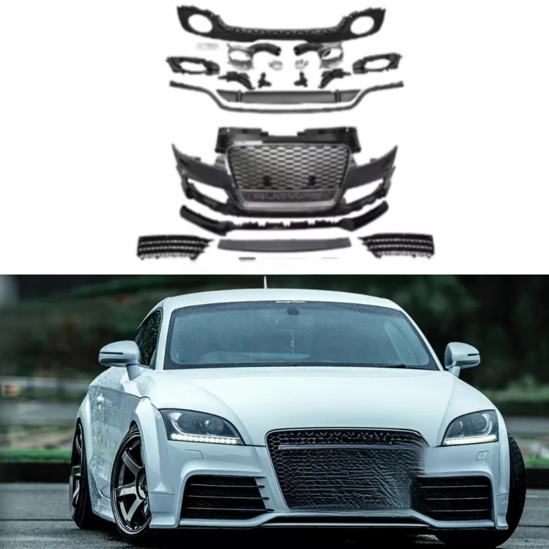 High Quality TTRS Style Full Body Kit Assembly Fit 2008-2014 Audi TT TTS Front Rear Bumper Grille Car Exterior Upgrade Modificat