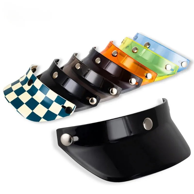Retro Motorcycle Helmet Sun Shade Protector 3 Snap-Button Open Face Flip Up Down Shield Visor Modified Parts Accessories