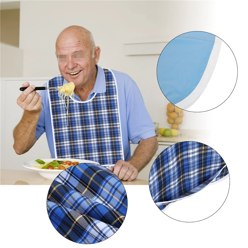 

Clothing Protector Bib 3Colors Waterproof Adult Elder Mealtime Bib Washable Dinning Aid Clothes Protector Adult Bib Elder Bib