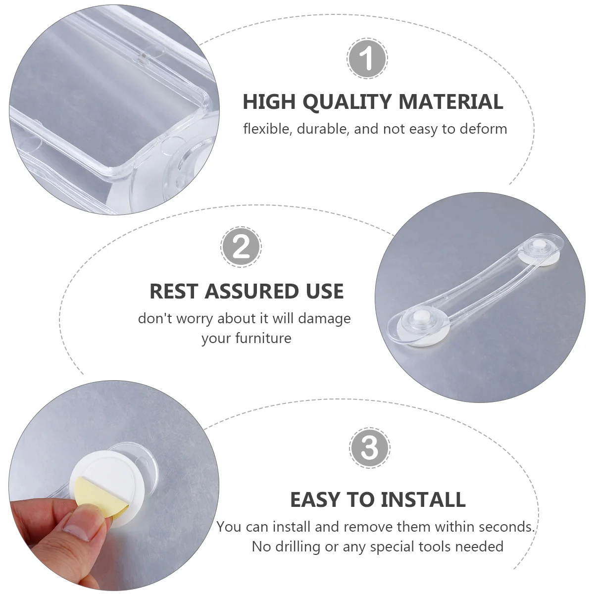 12 قطعة مزلاج درج سلامة الطفل شفاف مرن دائم قفل خزانة الطفل برهان مكافحة قرصة لأجهزة أدراج الخزانات #2