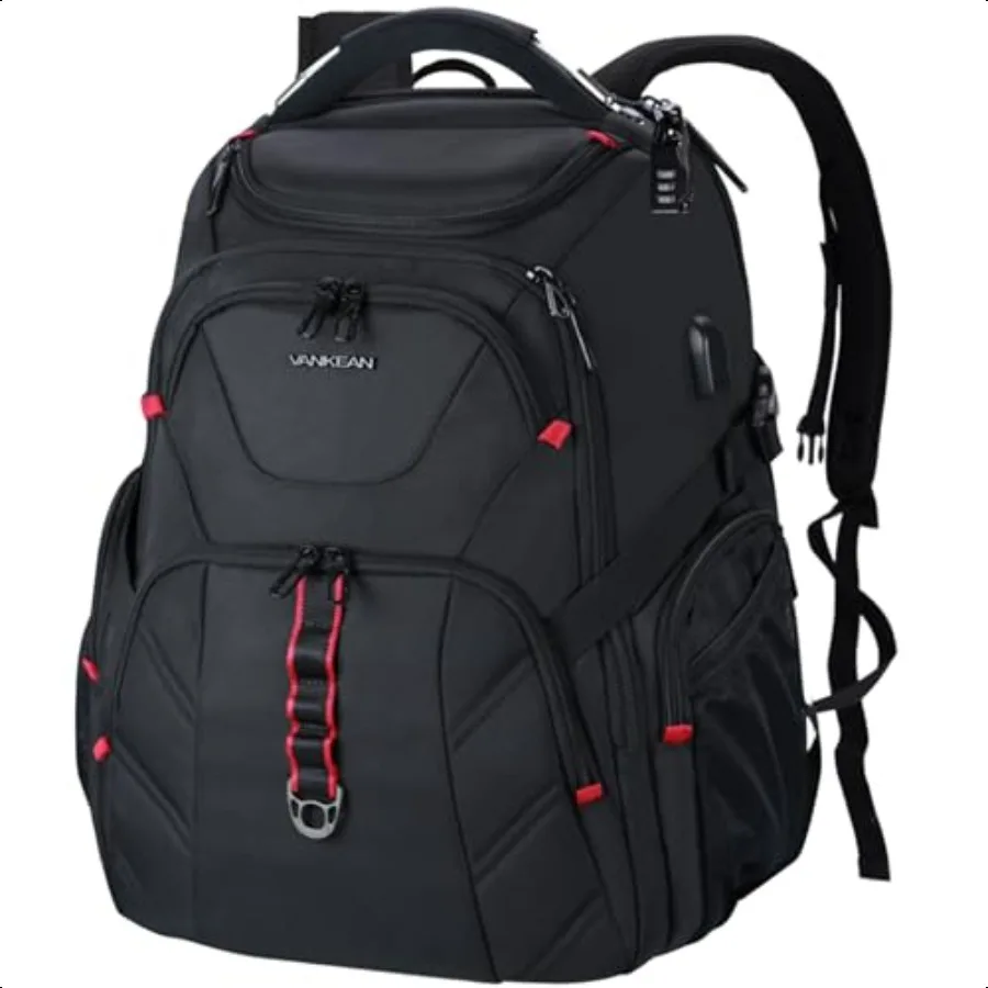 

VANKEAN 17,3-дюймовый дорожный рюкзак для ноутбука TSA, удобный, водостойкий, противоугонный, очень большие студенческие рюкзаки с карманами RFID U