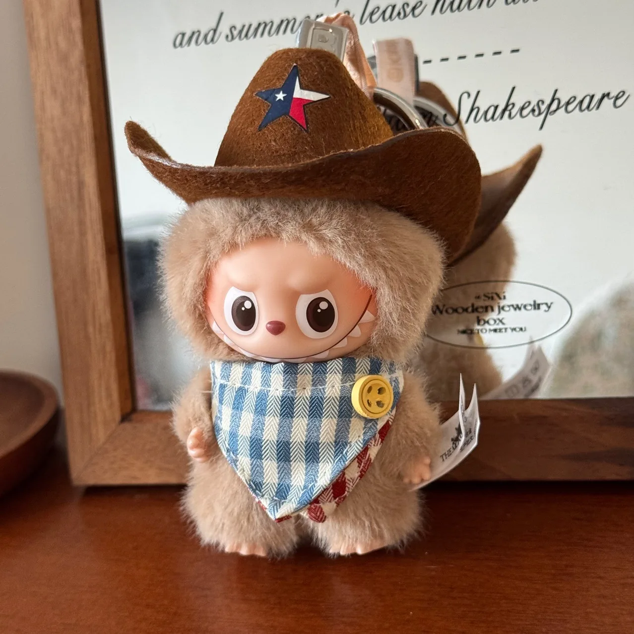 Fashion Denim Hat Set for Labubu 4.0 Korea Style Pearl Sweater Clothes Cute Plaid Bib for 10cm Ladbubu V4 Dolls Accessories