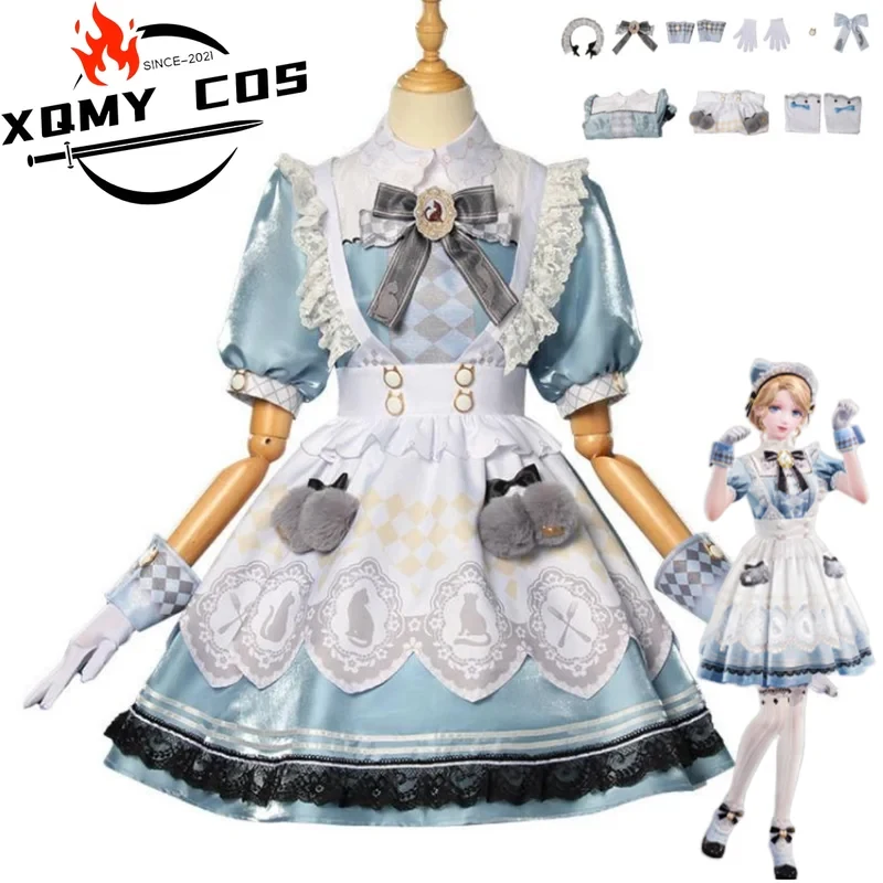 5;e,8\v,5/XQGame Infinity Nikki Cosplay Costume Tea Party Blue Kawaii Princess Dress Lolita Skirt Woman Cute Carnival f,5'h\8/m' view 3