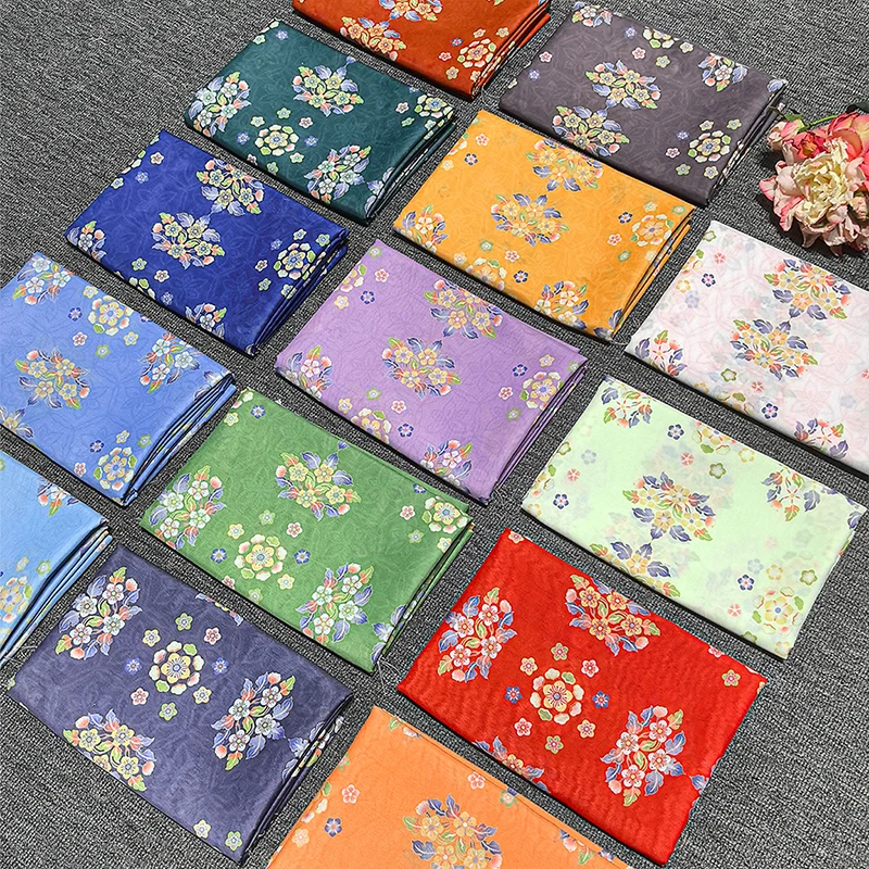 100X150CM Tang Dynasty Ancient Style Group Flower Printing Fabric DIY Sewing Hanfu Dress Stage Costume Crafts Fabric