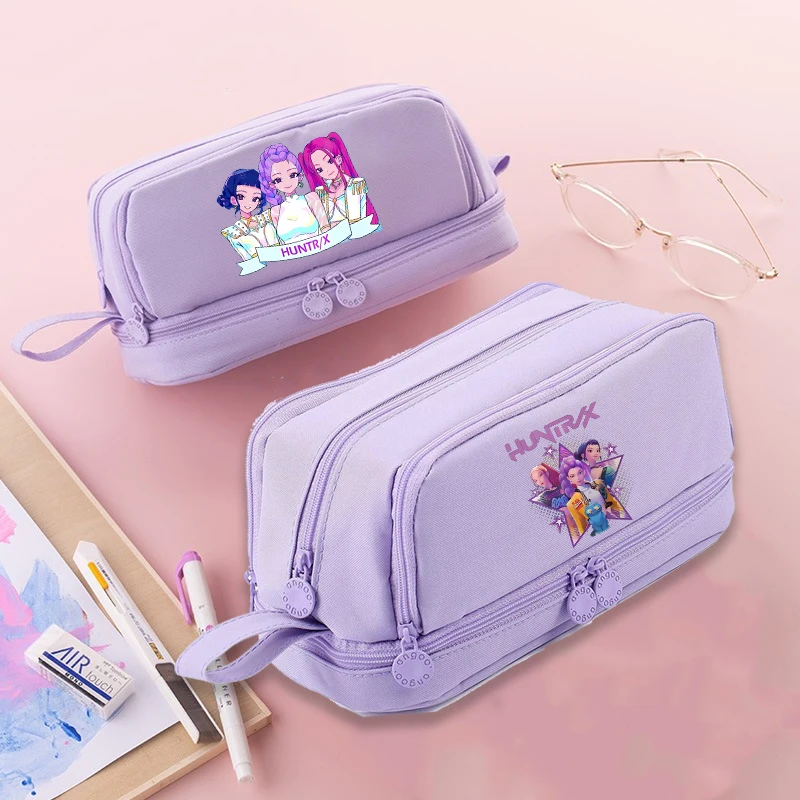 

K-pop Demon Hunters Tiger Pen Bag Аниме Huntrix Saja Boys Пенал с героями мультфильмов для девочек и мальчиков Большие косметические пеналы для хранения Новый