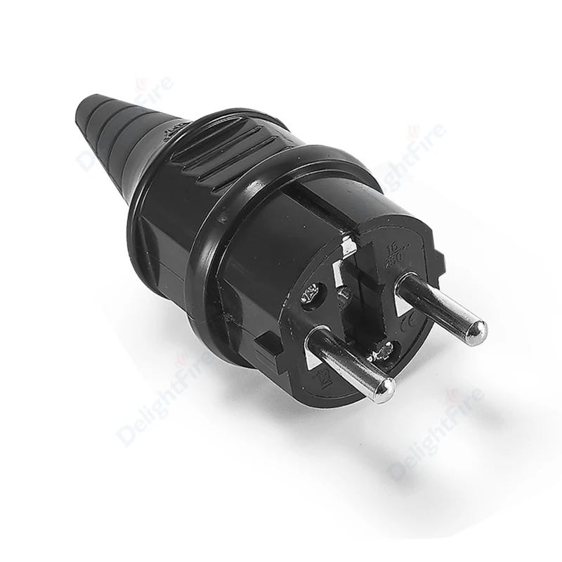 EU Male 2Pin 4.8mm Plug Type F Electric Outlets Schuko Euro Ruassia Spain Rewireable Power Adapter Extension Cord Connector Plug