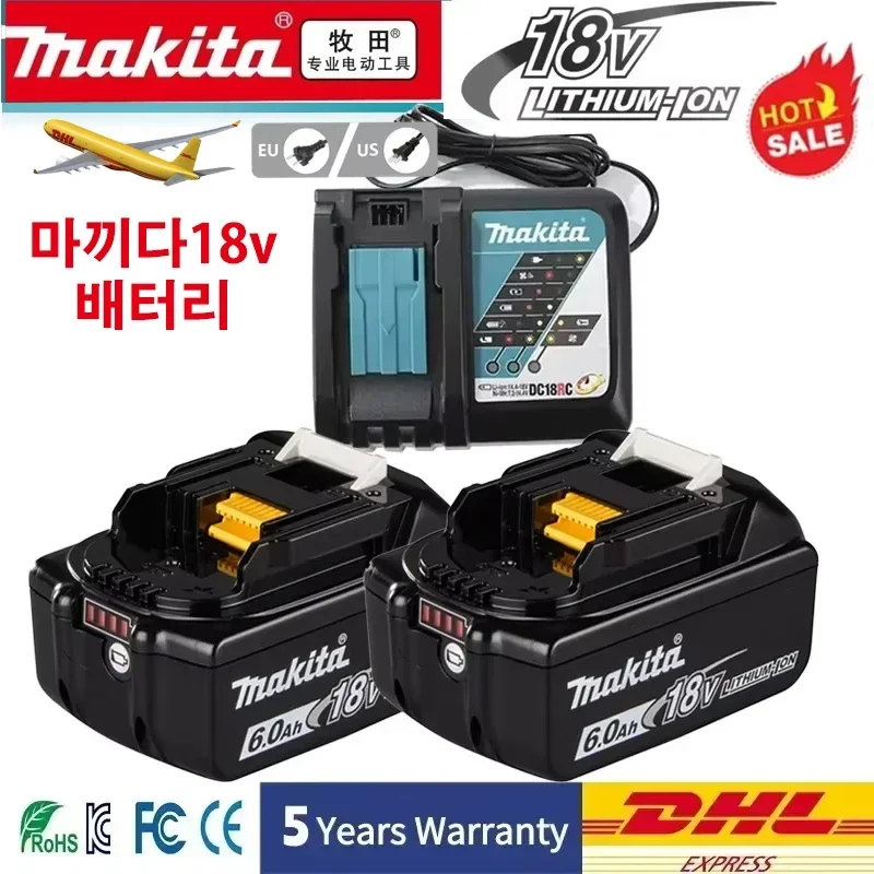 

Replacement Lithium Battery for Makita 18V Tool, Genuine Makita 6Ah/5Ah Battery Pack BL1840 BL1860 BL1830B BL1850B BL1850
